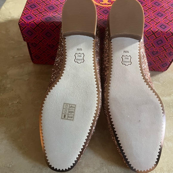 Tory Burch Rose Gold Glitter Mules - Picture 3 of 4